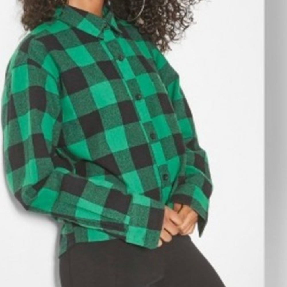 Wild Fable Long Sleeve Cropped Plaid Button-Down